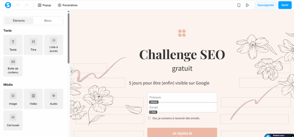 systeme io Landing page