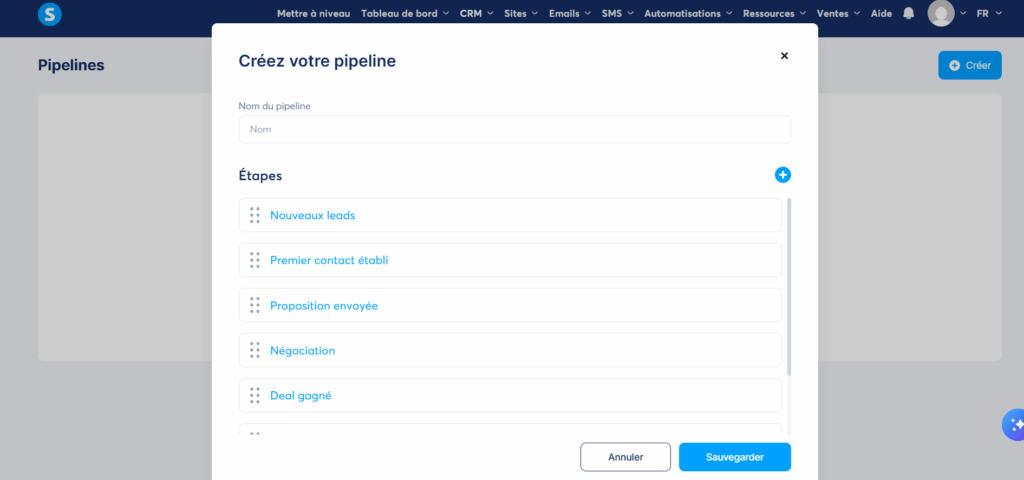 pipeline CRM systeme io